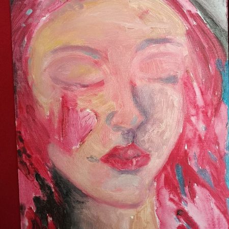 Jesienna Kobieta - olej na płycie