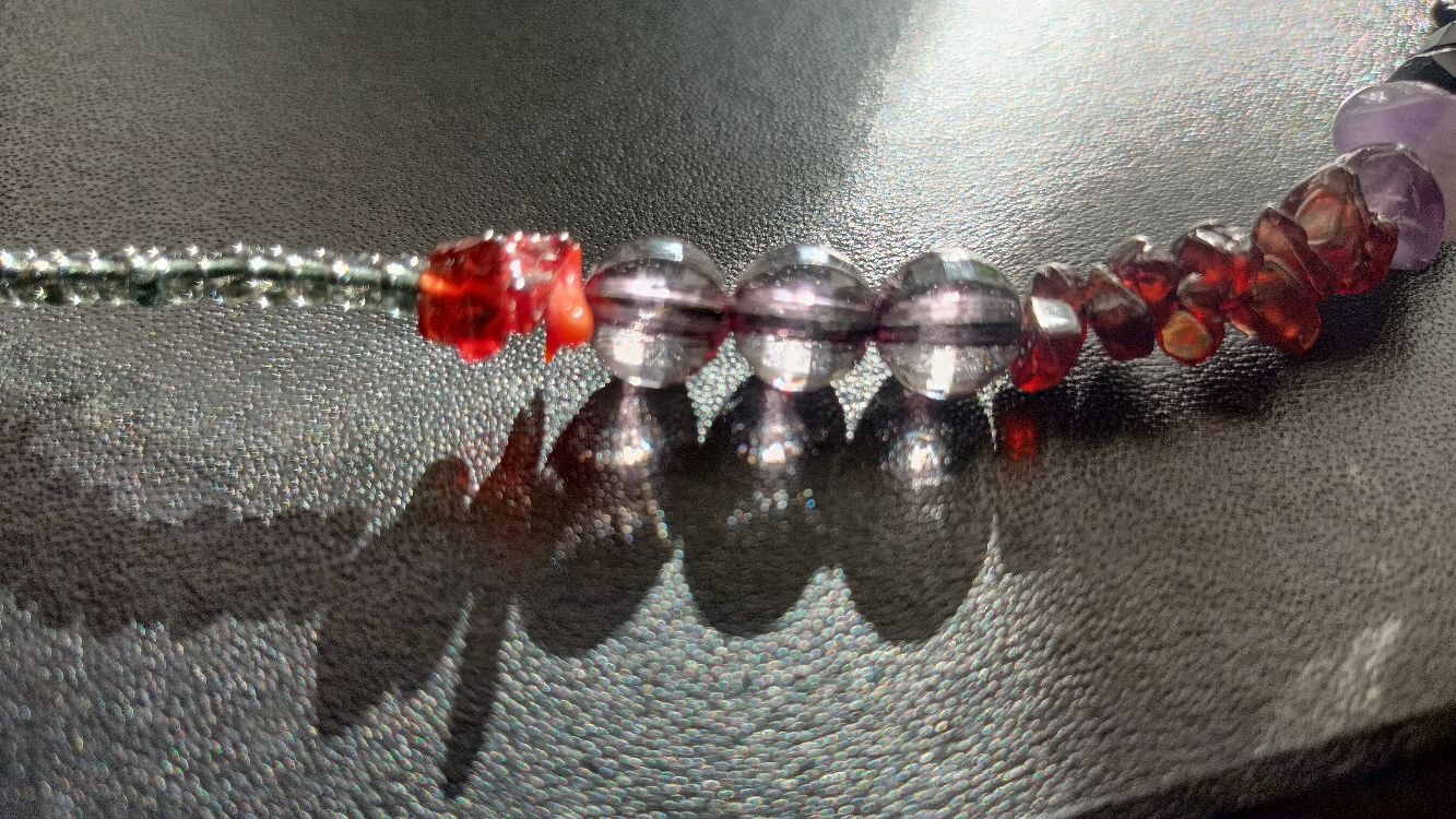 Kolia koral granat ametyst upcycling - obrazek 6