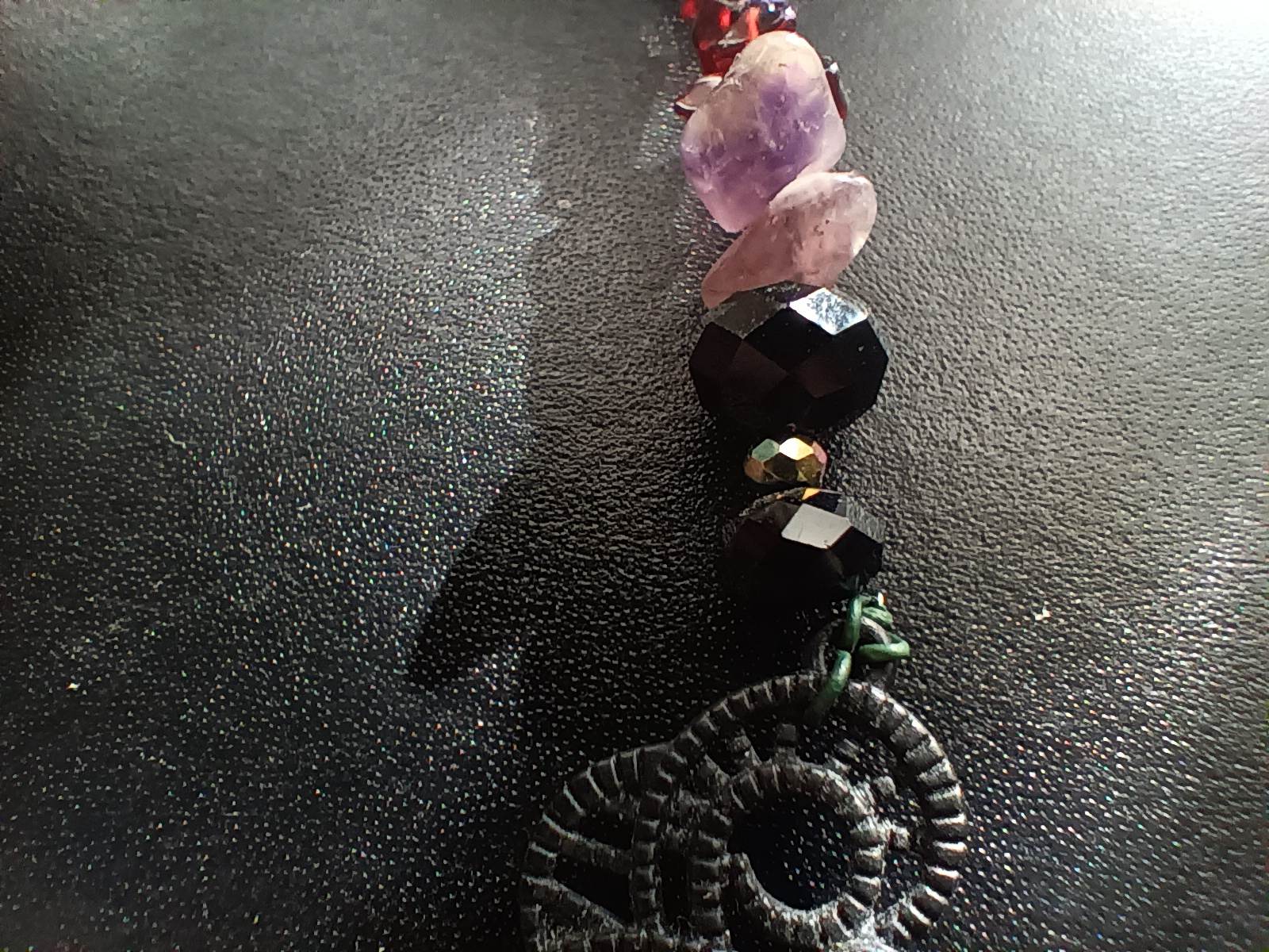 Kolia koral granat ametyst upcycling - obrazek 8