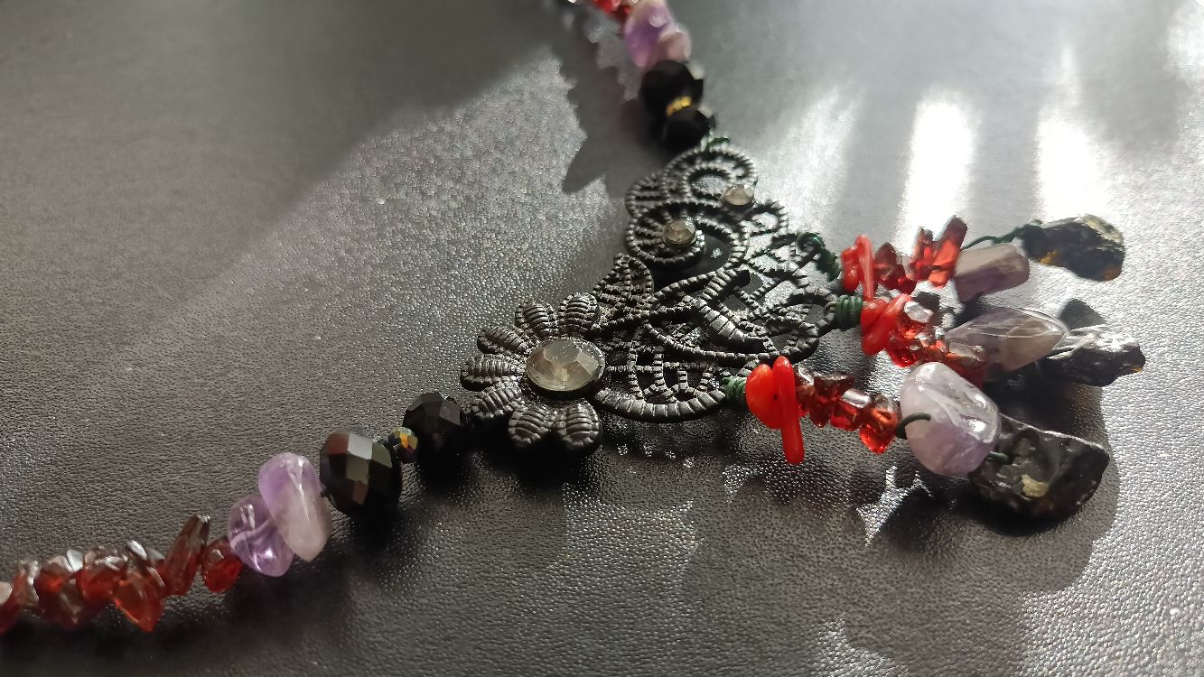 Kolia koral granat ametyst upcycling